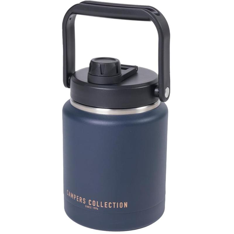 [キャンパーズコレクション 山善] アイスジャグ 氷入れ 5L/2.1L キャンプ アウトドア 真空断熱 保冷 ハンドル付き アイスペール 氷 保冷容器 ネイビー SIC-5L(NV)/SIJ-2.1L(NV)