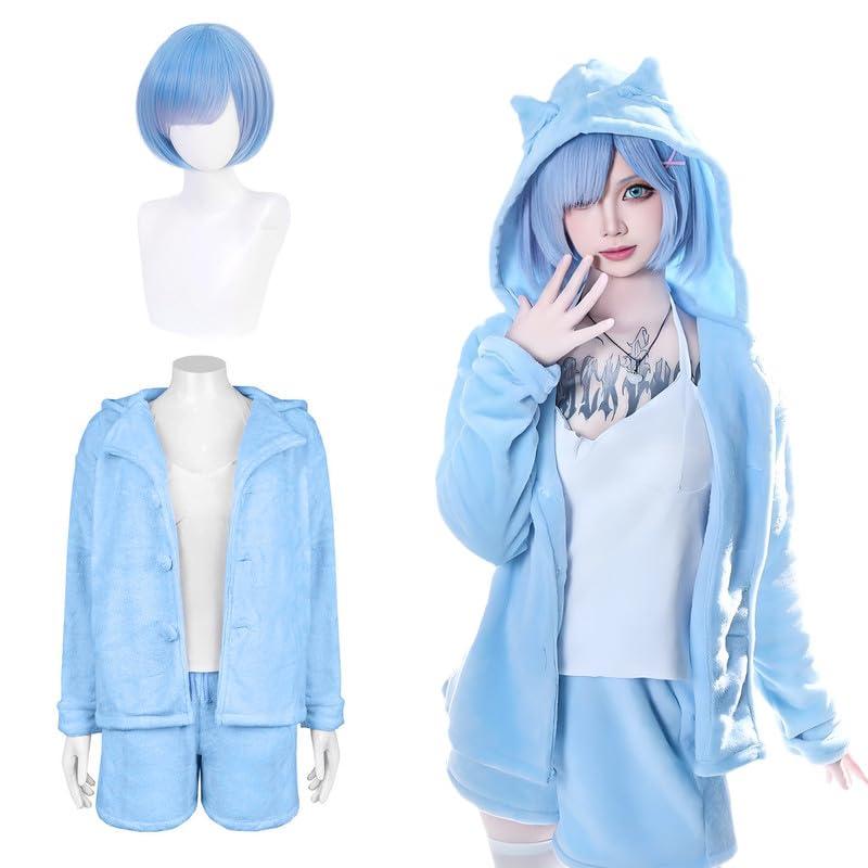 [神併良品] Re:ゼロから始める異世界生活 ラム レム コスプレ ウィッグ付き マリンルック 水着 バニーガール 優雅美人 オオカミと七匹の子ヤギ 猫パジャマリ グラスエディション ゼロ コス