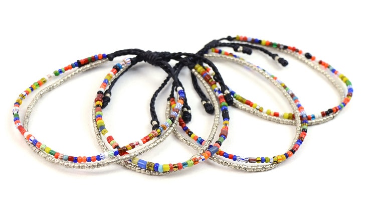 Rococo Attractive Clothing Wax Cord African Beads Bracelet Men Wax Cord African Beads Bracelet Men Lady S Silver With Africanbeads And Siver