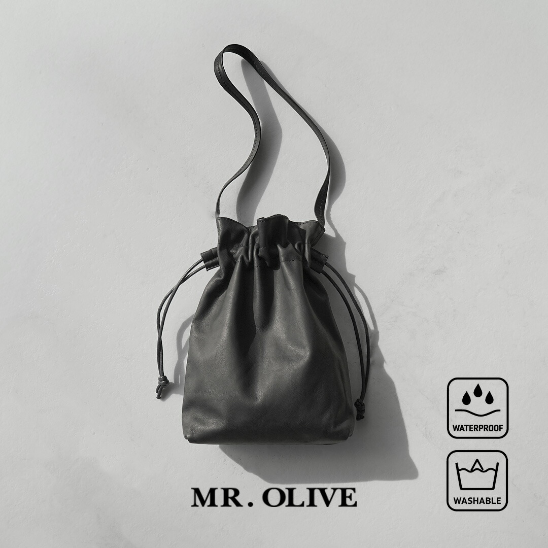 【10%OFFクーポン対象】MR.OLIVE(ミスターオリーブ) ドローストリングバッグ インパーマレザー / メンズ 鞄 本革 撥水 ウォッシャブル イージーケア 日本製 IMPERMA-LEATHER / DRAWSTRING BAG|ROCOCO attractive clothing
