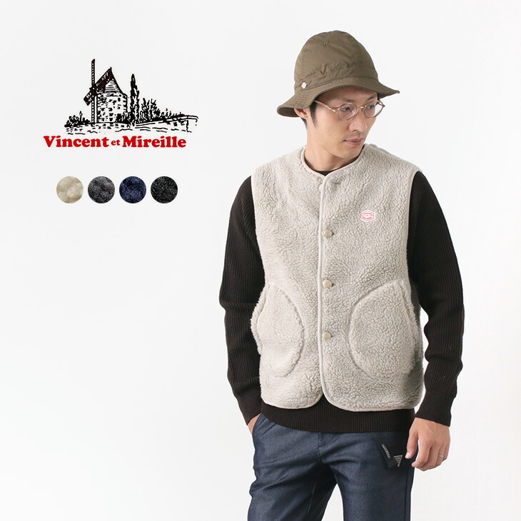 楽天市場 Vincent Et Mireille ヴァンソン エ ミレイユ ボア ベスト フリース メンズ Vm2mb Boa Vest ｒｏｃｏｃｏ Attractive Clothing