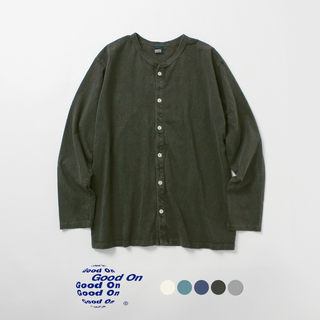 GOOD ON（グッドオン） カラー別注 クルーネック TEE カーディガン / メンズ 羽織 無地 綿100％ USAコットン 日本製 薄手 ピグメントダイ GOLT1703 CREW TEE CADIGAN