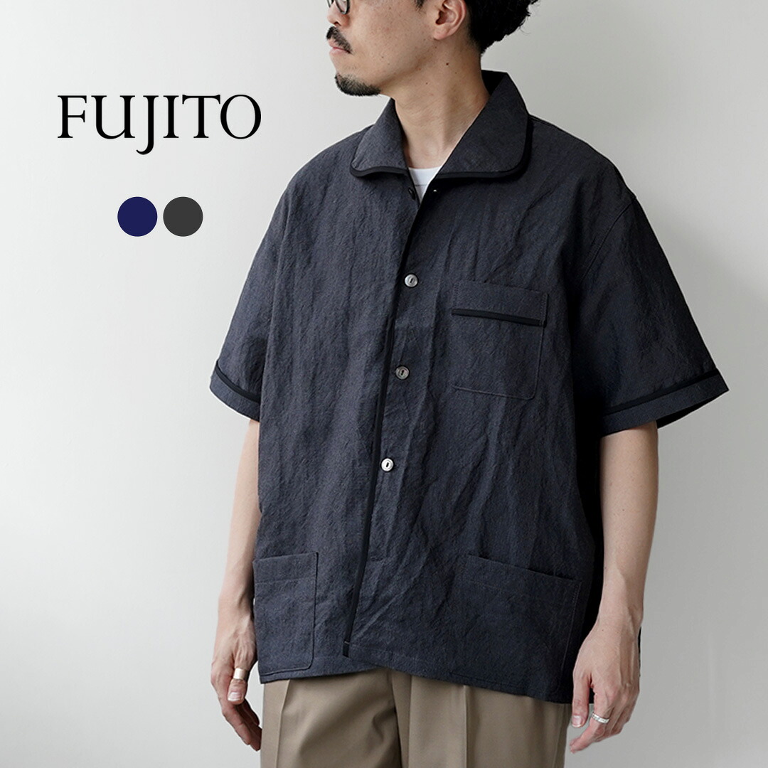 FUJITO(フジト) リネン ウール トロピカル パジャマシャツ 日本製 / メンズ トップス 半袖シャツ|ROCOCO attractive clothing