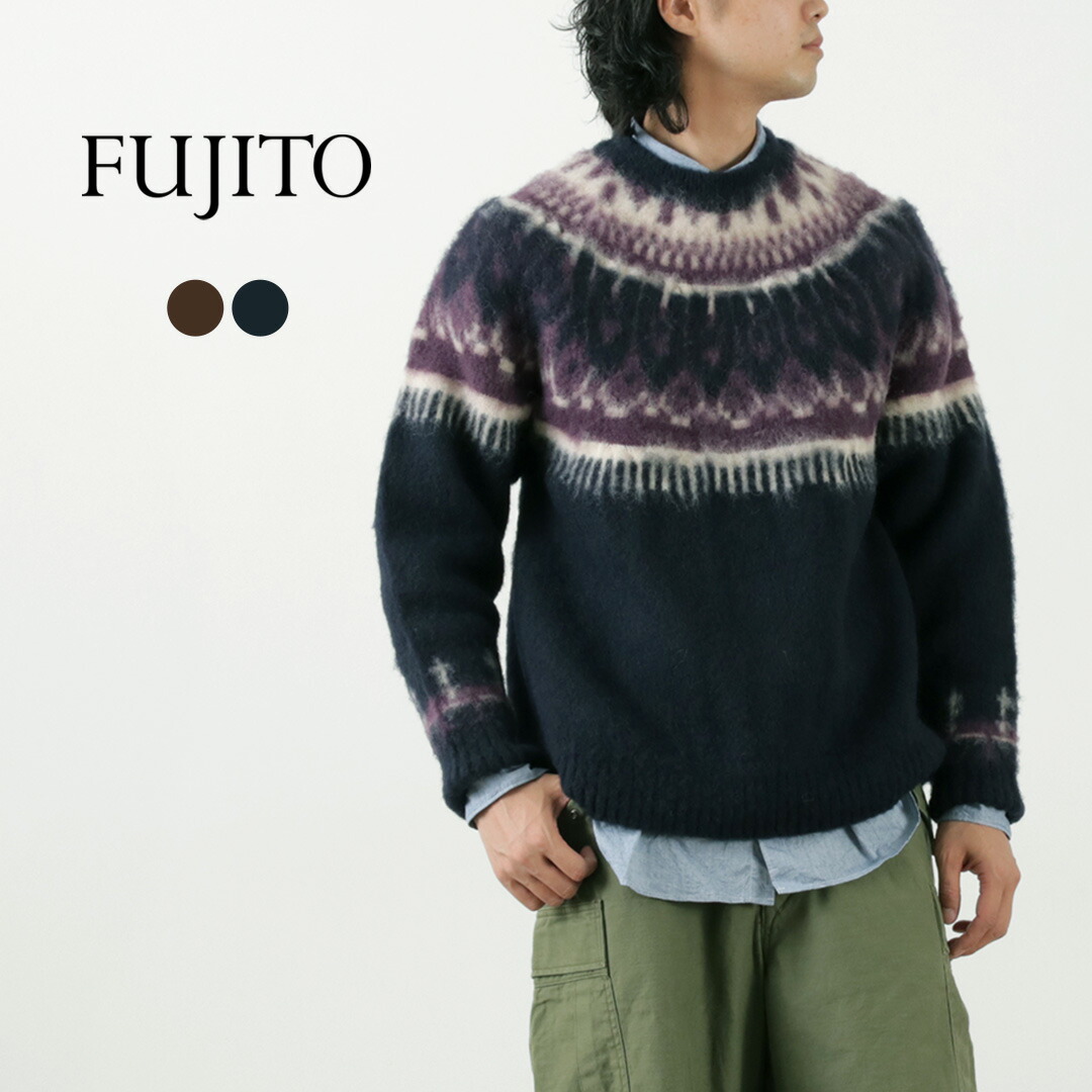 【30%OFF】FUJITO(フジト) スノーセーター / ニット ウール 毛 トップス 長袖 メンズ 日本製 Snow Sweater【セール】|ROCOCO attractive clothing