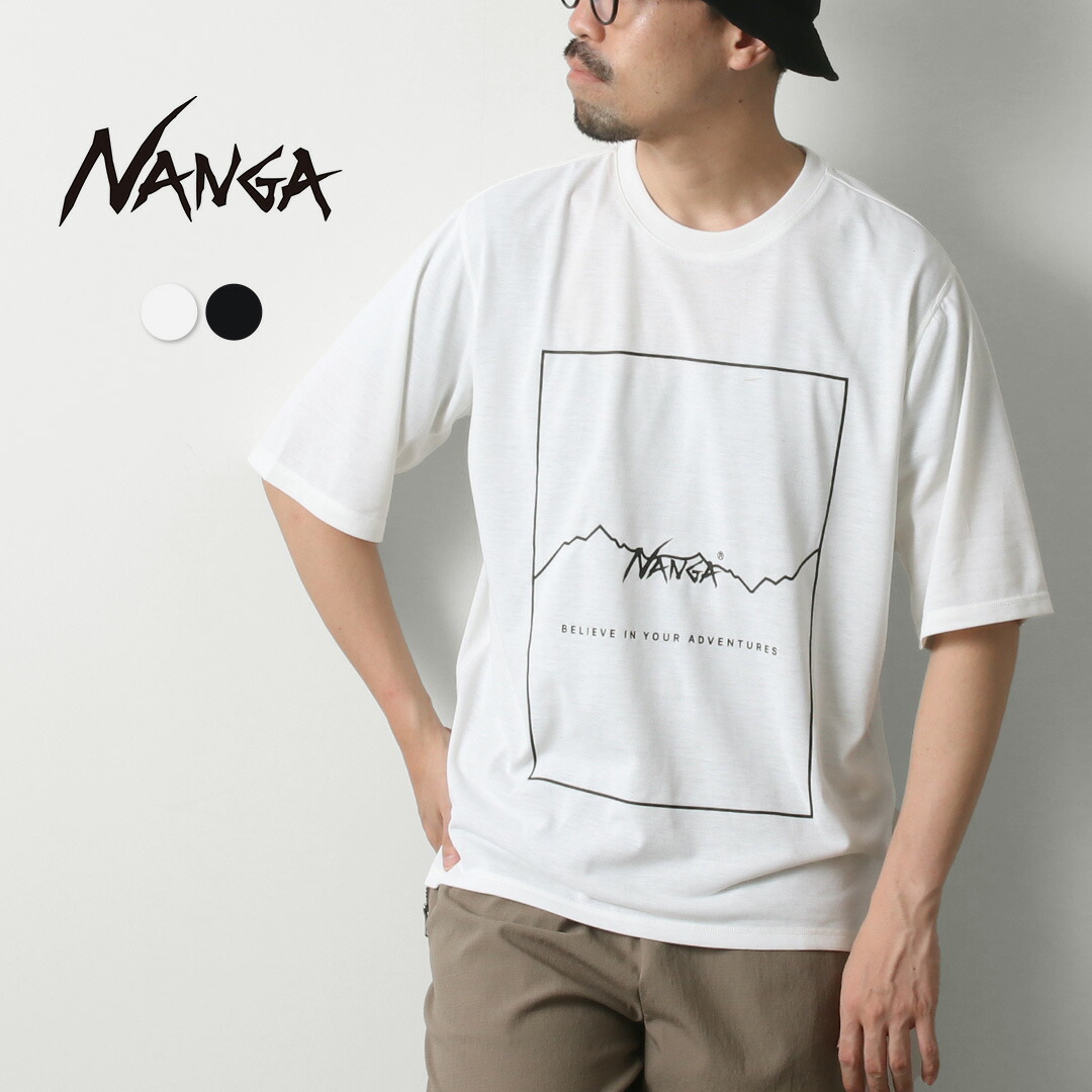 NANGA(ナンガ) ドライミックス フレームロゴTシャツ / メンズ 半袖 プリント 吸水速乾 UVカット 毛玉防止 DRY MIX FRAME LOGO TEE