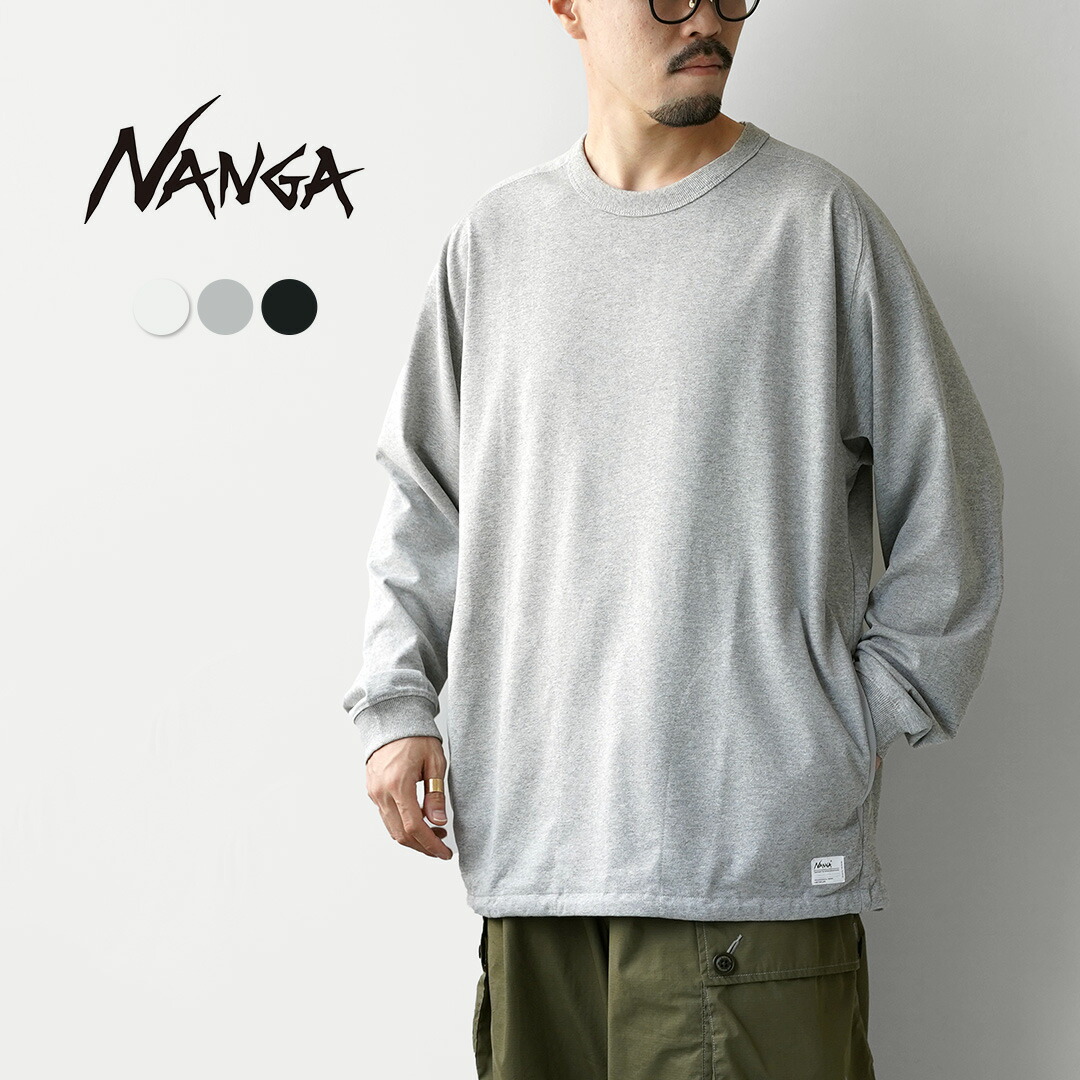 NANGA（ナンガ） エコハイブリッド オーバーサイズ ロングスリーブTシャツ / メンズ 長袖 ロンT ポケット ドローコード ECO HYBRID OVERSIZED L/S TEE