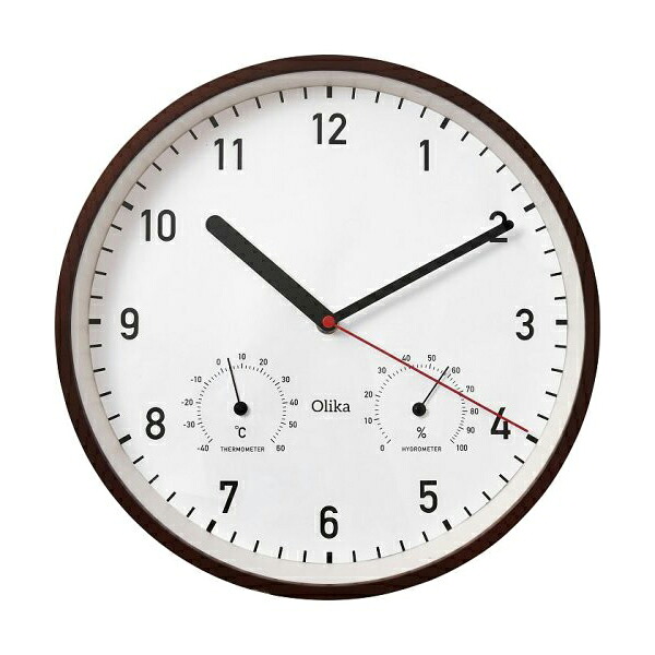 BRID オリカクロック 温湿度計付き OLIKA T&H CLOCK Φ30.5 cm ブラウン 003186｜インテリア雑貨rodcontrol