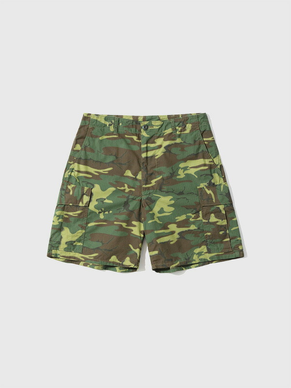 BUZZ RICKSON'S バズリクソンズ ショートパンツ メンズ レディース 膝上 TROUSERS MAN'S CAMOUFLAGE COTTON WIND RESISTANT POPLIN CLASS 2 SHORTS カモフラージュ カモフラ リーフパターン ERDL 迷彩 ショーツ ハーフパンツ カーゴショーツ ミリタリー 日本製 東洋 BR52532