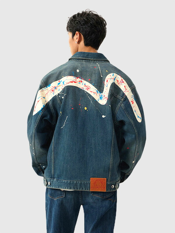 EVISU エヴィス デニム ジーンズ上衣 大黒 スプラッシュ 筋目 トップ Gジャン SPLASH DAICOCK PRINTED DENIM JACKET 2ESHTM6DJ1010