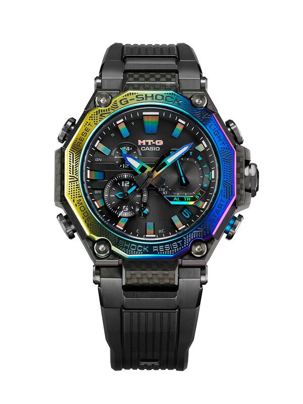 G-SHOCK MT-G Gぼうぜん自失 時辰儀 ウォッチ メンズ レディース ブランド名 分かりやすい 今めかしい かっこいい MTG-B2000 Series 金属元素原料品 煌めく夜の見晴らし 途轍も無い都市 派手 虹色 虹霓 アナログ ソーラー申し受ける取り合わせ MTG-B2000YR-1AJR