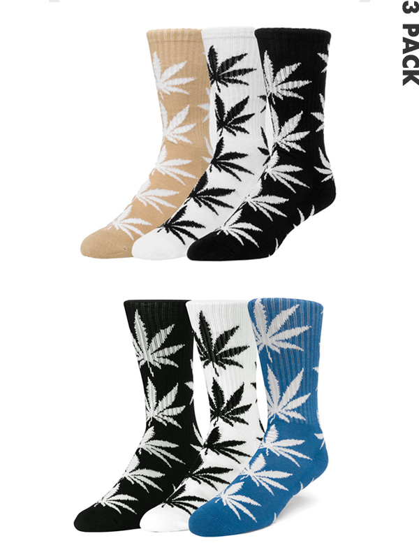 名入れ無料 Huf ハフ ソックス レディース メンズ おしゃれ かわいい ブランド 靴下 3足セット ユニセックス Essentials Plantlife Socks 3 Pack マリファナ プラントライフ柄 ヘンプ 総柄 植物 草木 ストリート スケーター スケートボード スケート フェス アウトドア