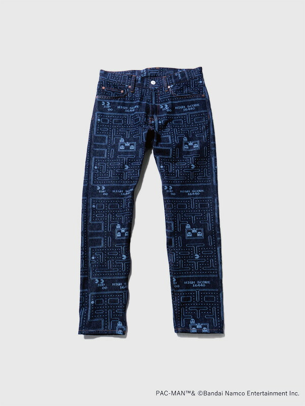 TMT PAC-MAN デニム パンツ メンズ レディ&mdash;ス TYPE 501XX おしゃれ かっこいい セルビッチ シンプル カジュアル 日本製 HQ DENIM 5P TAPERED ボタンフライ 日本製 ティーエムティー パックマン レーザー加工 デニム テーパード ストレート TPTS24PM01｜RODEO BROS 2nd（ロデオブロス）