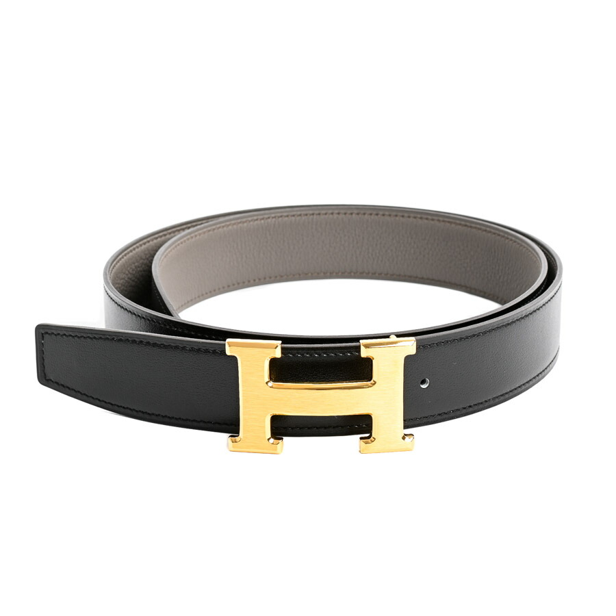 に*た様 美品　HERMES レザーベルト ブラウン/ブラック HERMES 【お値引き】HERMES エルメス ベルト ネイサン 黒