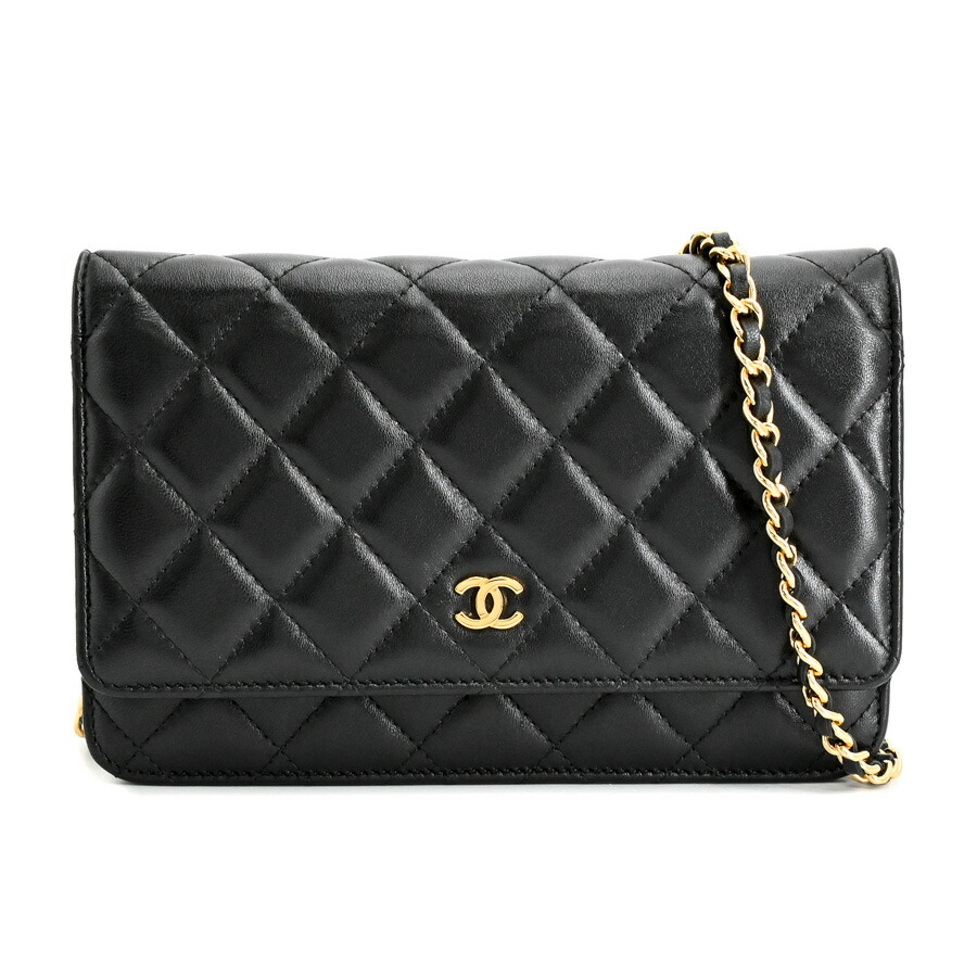 シャネル ミニウォレット CHANEL シャネル ミニチェーンウォレット ラムスキン NOIR
