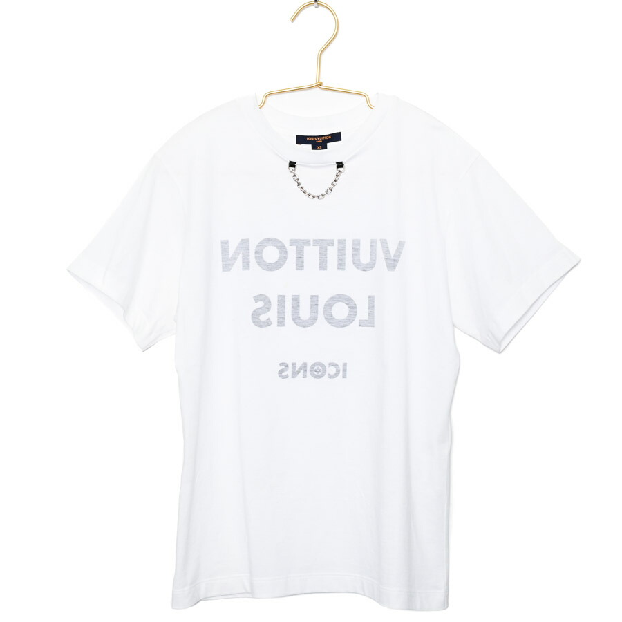 ルイヴィトン Tシャツ シャツ  FPJT98 DWN ホワイト レディース 中古AB品 LOUIS VUITTON】ルイヴィトン『ロゴ チェーン 半袖Tシャツ sizeS