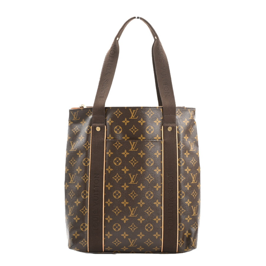 美品【鑑定済】ルイヴィトン カバピアノ トートバッグ モノグラム ブラウン LOUIS VUITTON カバピアノ モノグラム モノグラム レザー×PVC