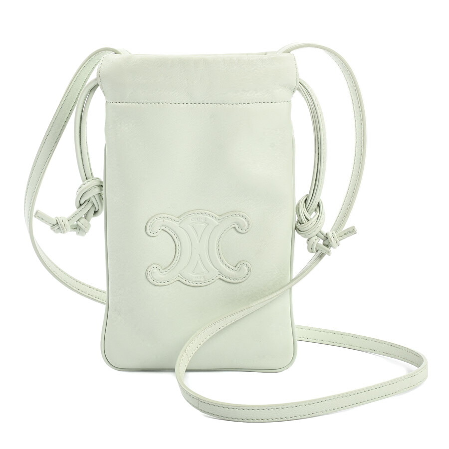 CELINE  セリーヌ バニティーケース  ホワイト カーフスキン バニティーケース / トリオンフキャンバス＆カーフスキン