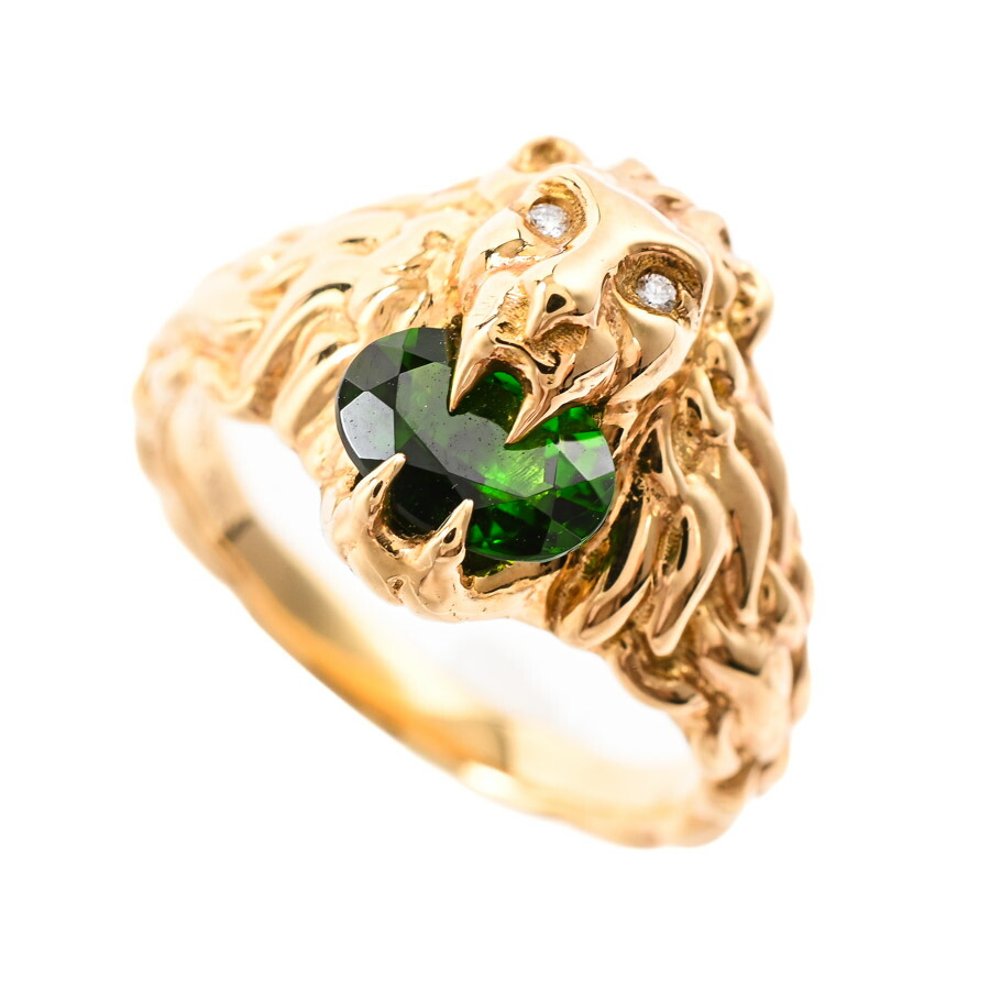 GUCCIグッチ ライオンヘッド ファインジュエリー18KダイヤYGリング15号 グッチから“ライオンヘッド”主役のファインジュエリー、カラフル