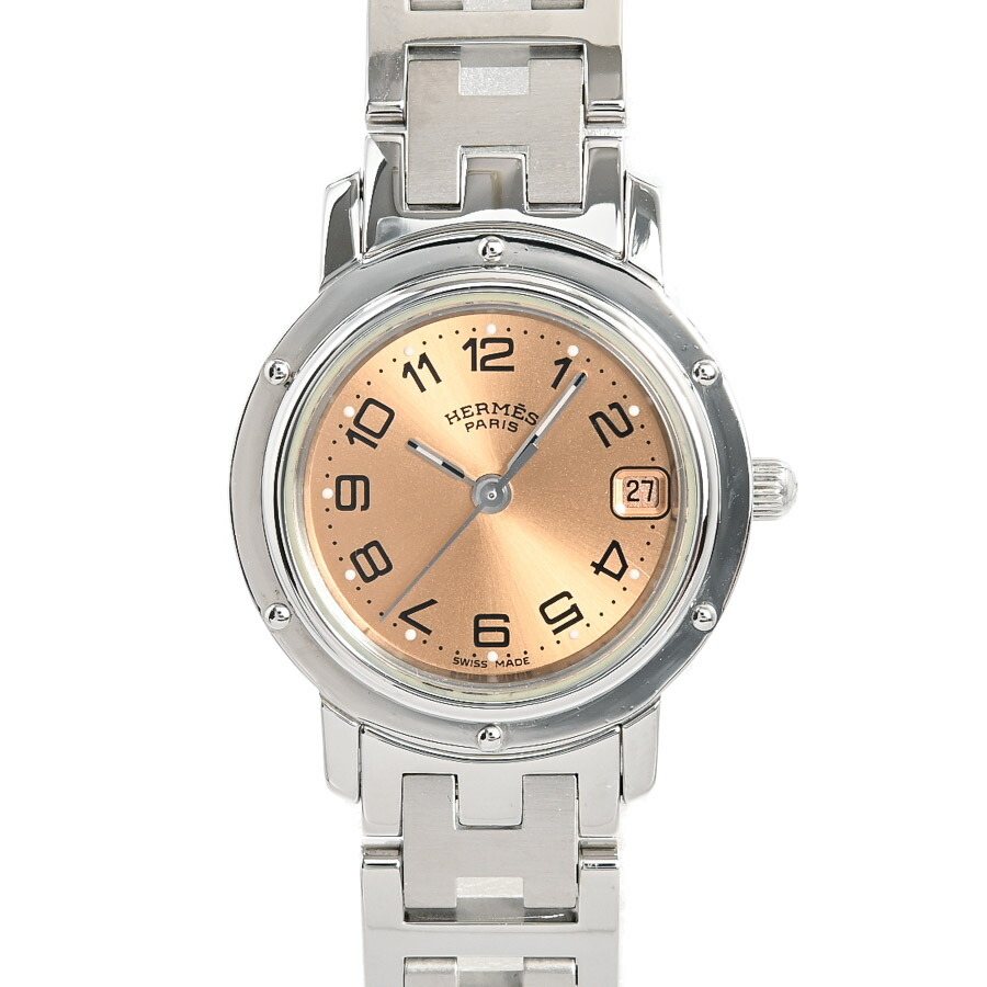 エルメス◆クリッパー◆腕時計◆レディース◆CL4.210◆ピンクダイヤル◆R-S HERMES】- 仕上済 - ヴィンテージ エルメス クリッパー SS