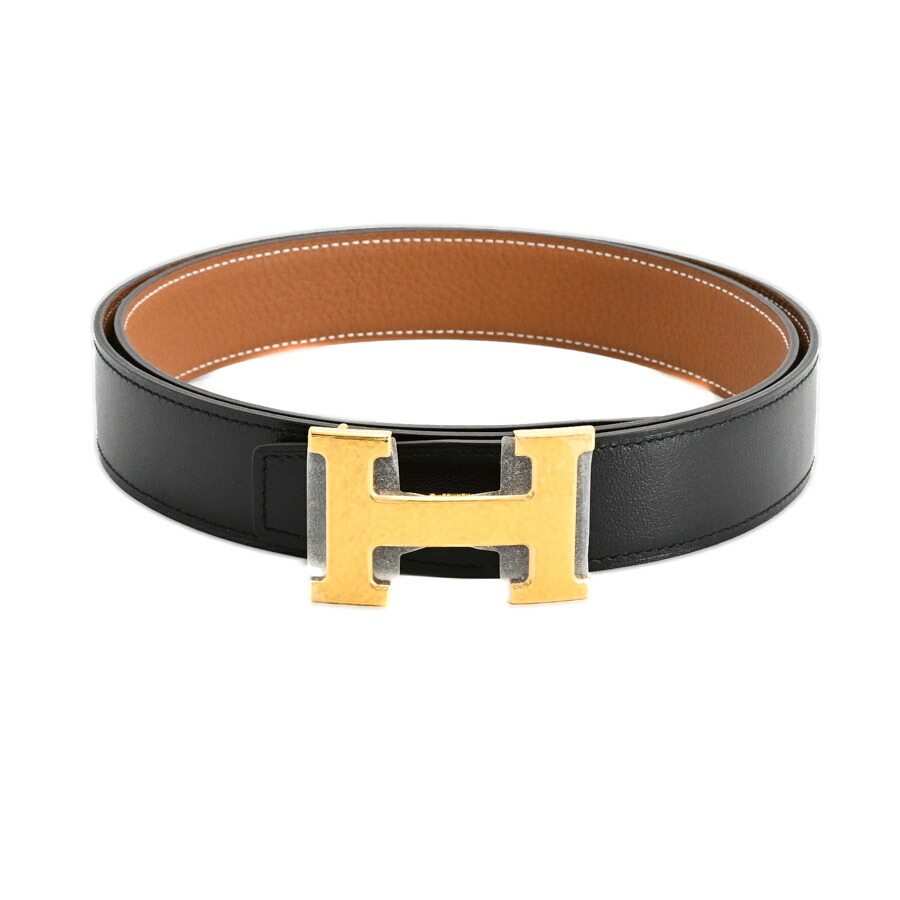 ⭐️良品⭐️ エルメス レザー ベルト ブラウン ブラック HERMES エルメス 馬車ロゴ リバーシブル レザー ベルト ブラウン