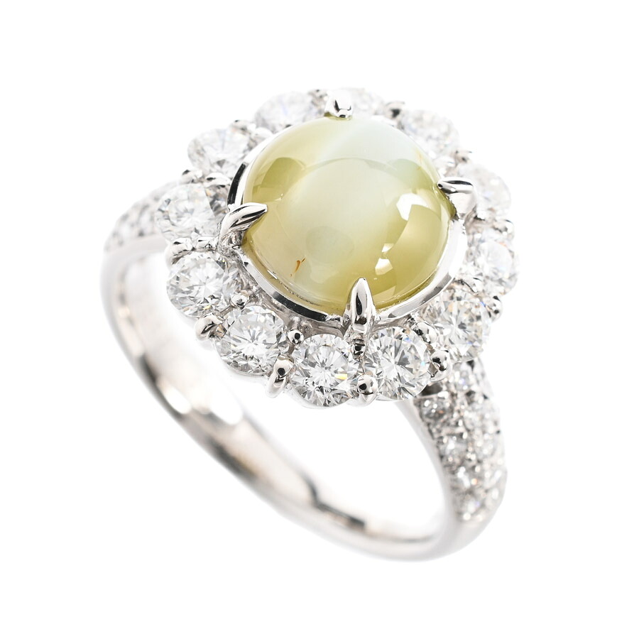【中古】A品 クリソベリルキャッツ リング クリソベリルキャッツ3.58ct ダイヤ1.3ct 13号 9.2g レディース｜ロデオドライブ店