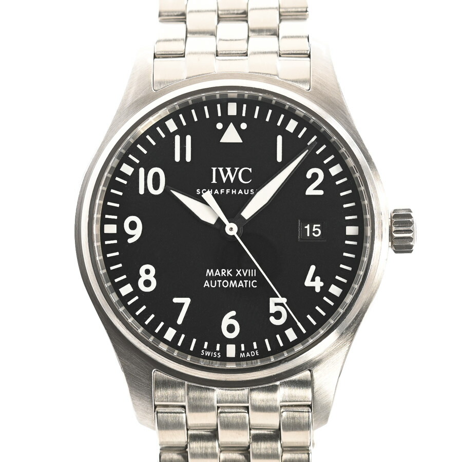 【中古】A品 アイダブリュシー 目じるし18 ウオッチ IW327011 黒いこと メンズ メンズ腕時計-腕時計