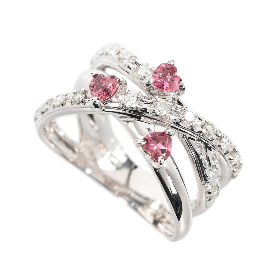 【中古】A品 ピンクトルマリン リング ピンクトルマリン0.3ct ダイヤ0.26ct 11号 4.5g レディース