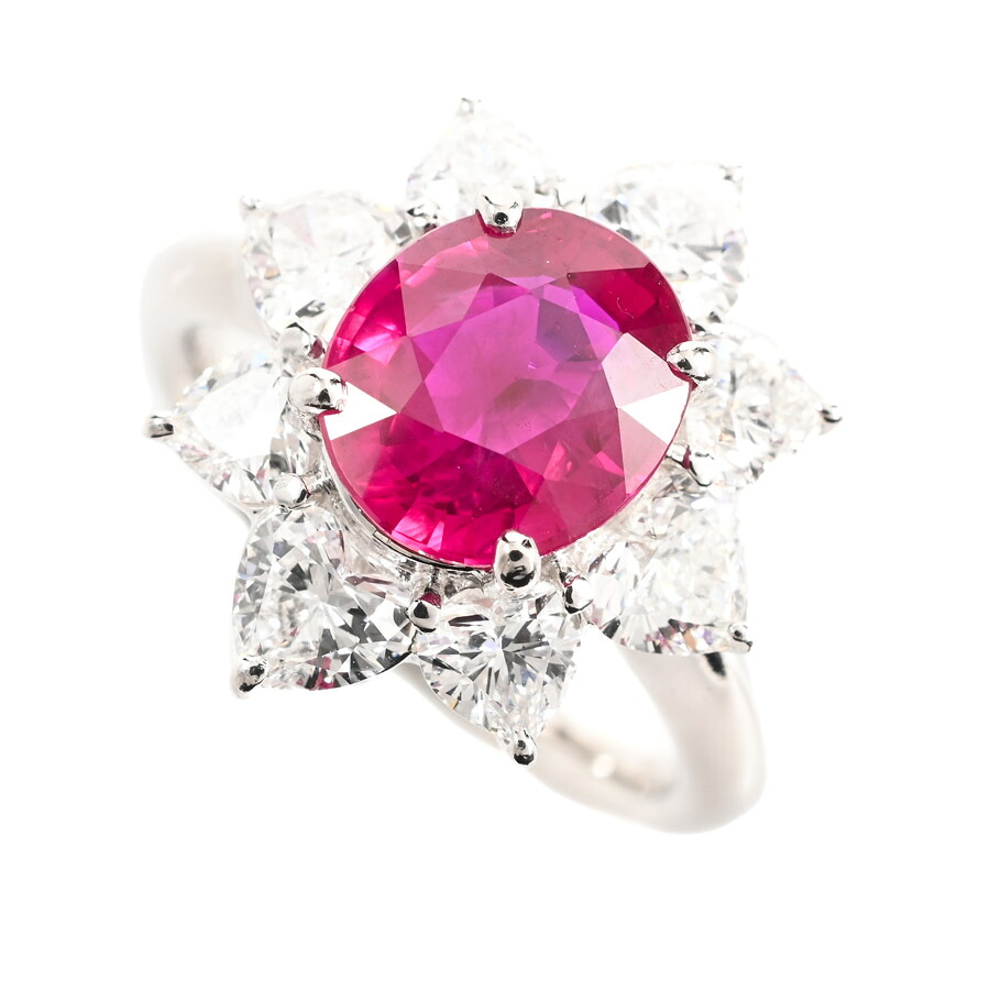 【中古】A品 ルビー リング ルビー3.064ct ダイヤ1.86ct 12号 8.4g レディース|ロデオドライブ店