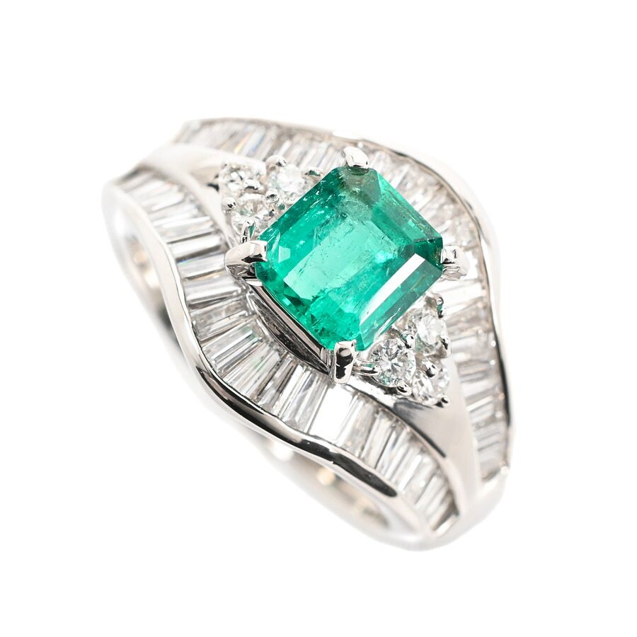【中古】A品 コロンビア産 エメラルド0.88ct ダイヤ1.15ct 11号 11.4g レディース|ロデオドライブ店