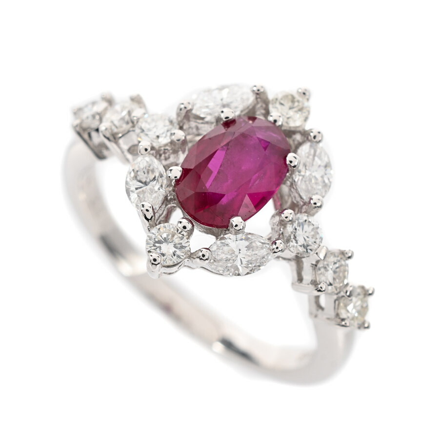 【中古】A品 ルビー リング ルビー1.02ct ダイヤ0.69ct 13号 4.1g レディース