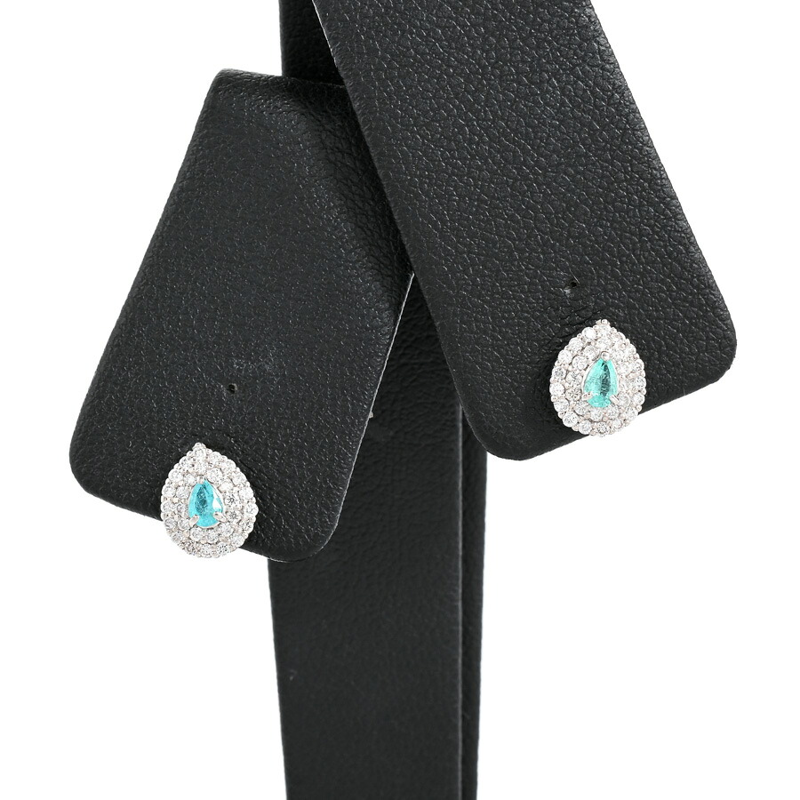 【中古】A品 パライバトルマリンピアス パライバトルマリン計0.15ct ダイヤモンド0.28ct チャーム:約W6xH8mm