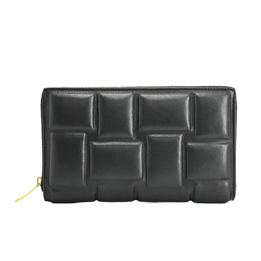 【中古】AB品 ボッテガヴェネタ ブロックパデットロングジップウォレット 長紙入れ 黒いこと