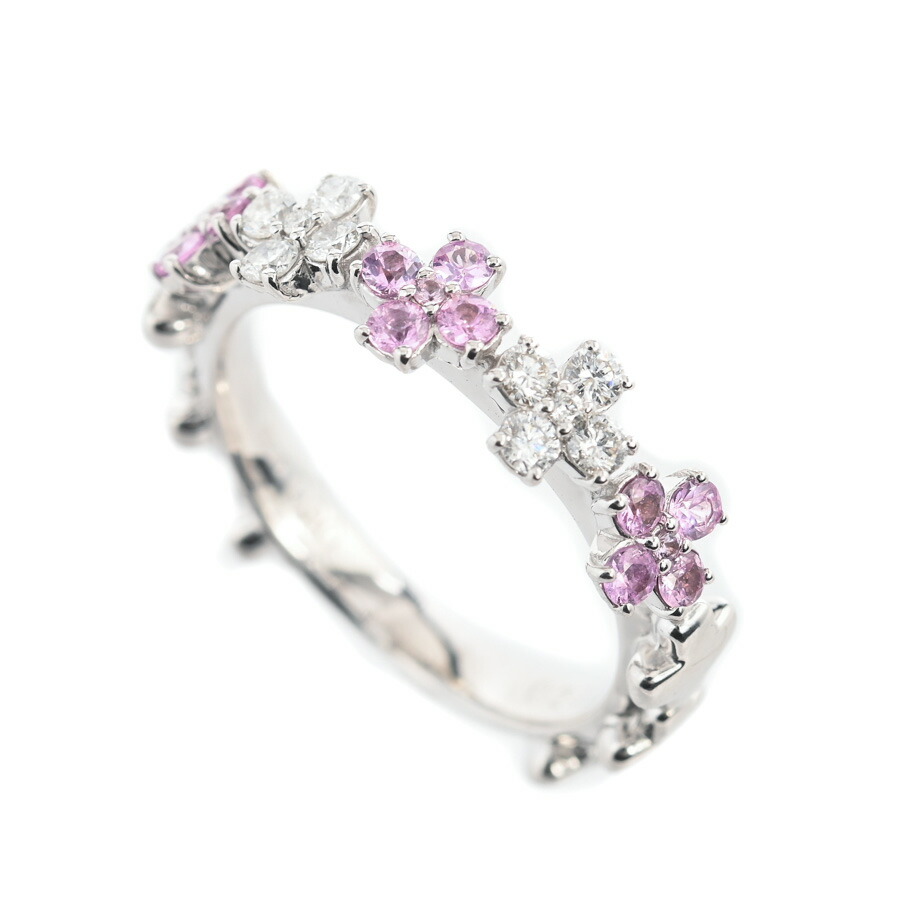 【中古】A品 ピンクサファイア リング ピンクサファイア0.3ct ダイヤ0.2ct 11号 5.0g レディース