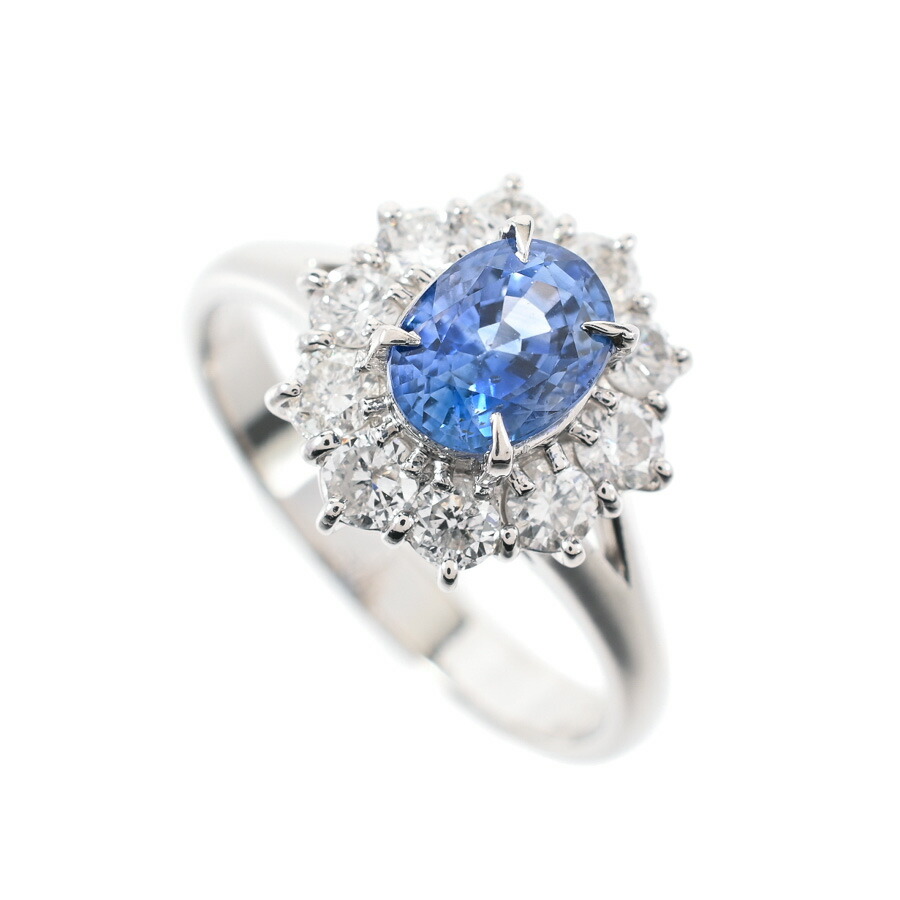【中古】A品 サファイア リング サファイア1.45ct ダイヤ0.77ct 15号 6.1g レディース