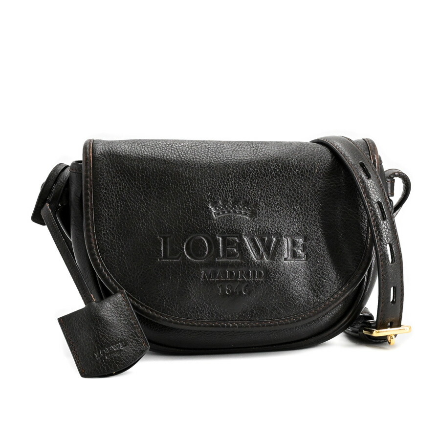 【中古】B品 ロエベ ヘリテージショルダー ショルダーバッグ ブラウン レディース