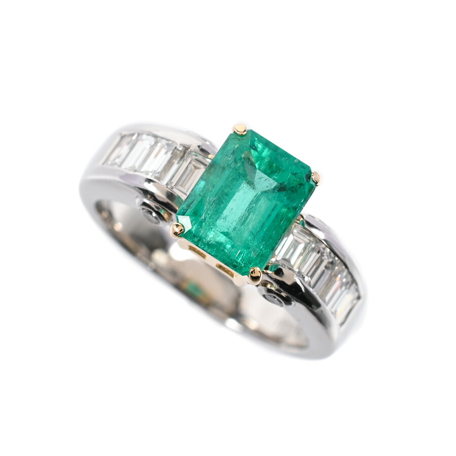 【中古】A品 エメラルド リング エメラルド1.74ct ダイヤ0.82ct 13号 8.5g レディース