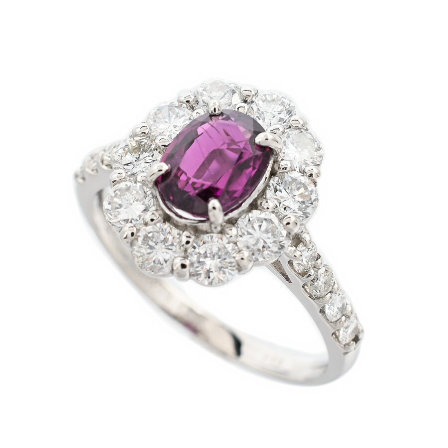 【中古】A品 ルビー リング ルビー1.154ct ダイヤ1.16ct 12号 4.1g レディース|ロデオドライブ店