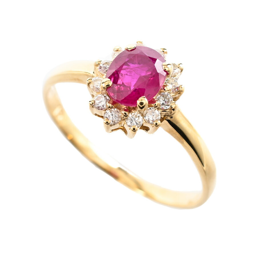 【中古】A品 ルビー リング ルビー0.63ct ダイヤ0.16ct 10.5号 2.4g レディース