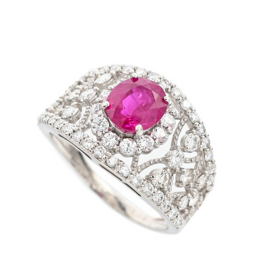 【中古】A品 ルビー リング ルビー1.33ct ダイヤ1.05ct 12.5号 5.4g レディース