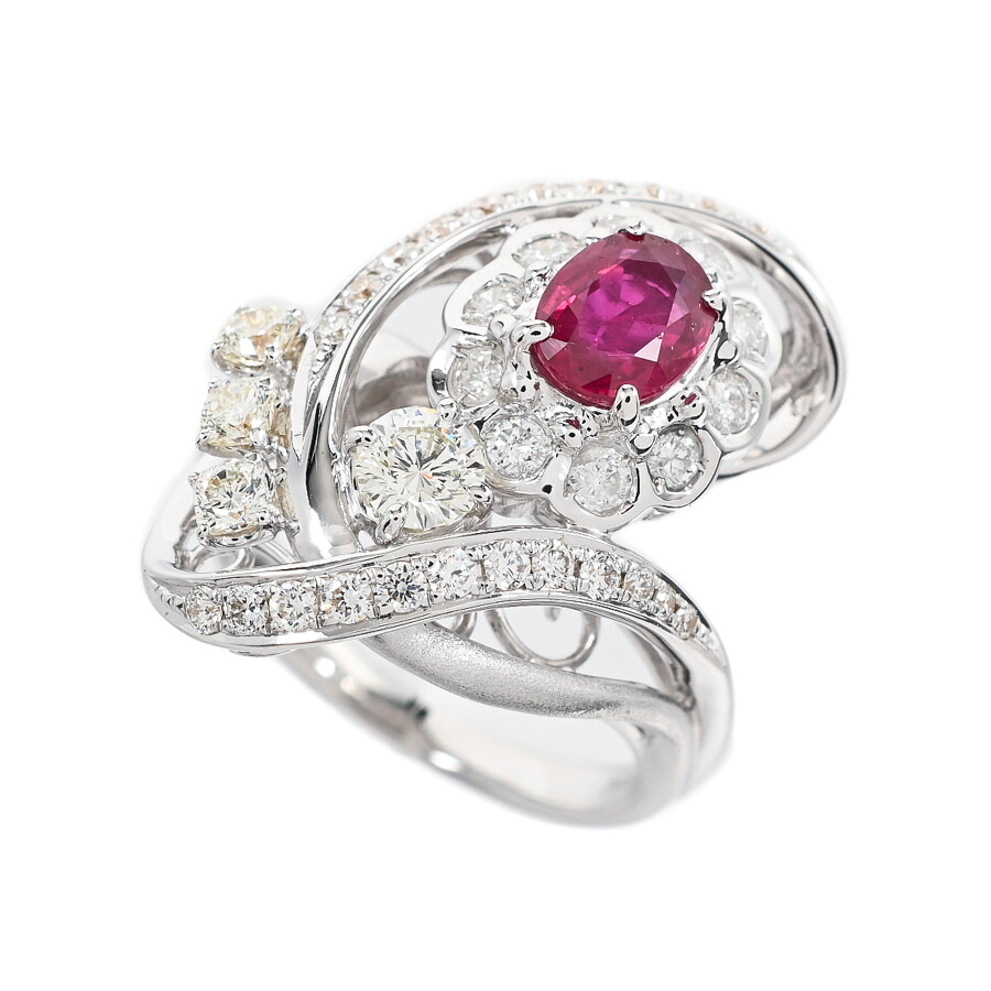 【中古】A品 ルビー リング ルビー0.786ct ダイヤ0.238/0.58ct 12号 9.2g レディース|ロデオドライブ店
