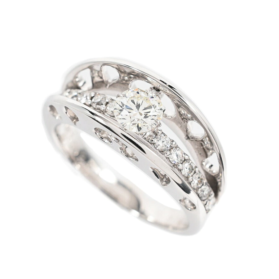 【中古】A品 ダイヤ リング ダイヤ0.374/0.24ct 13号 5.9g レディース