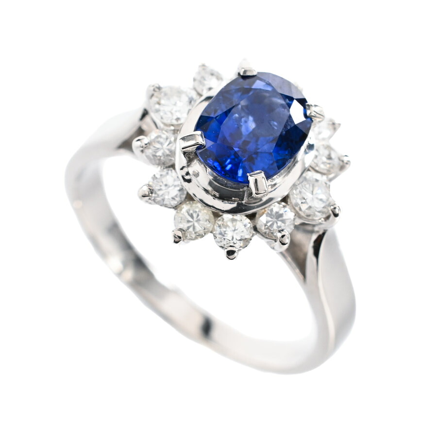 【中古】A品 サファイア リング サファイア1.01ct ダイヤ0.44ct 9.5号 4.9g レディース
