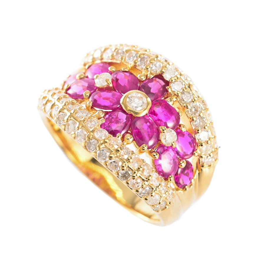 【中古】A品 ルビー リング ルビー2.07ct ダイヤ1.01ct 12号 7.8g レディース