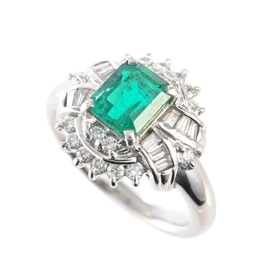 【中古】A品 エメラルド リング エメラルド0.98ct ダイヤ0.53ct 11号 8.7g レディース