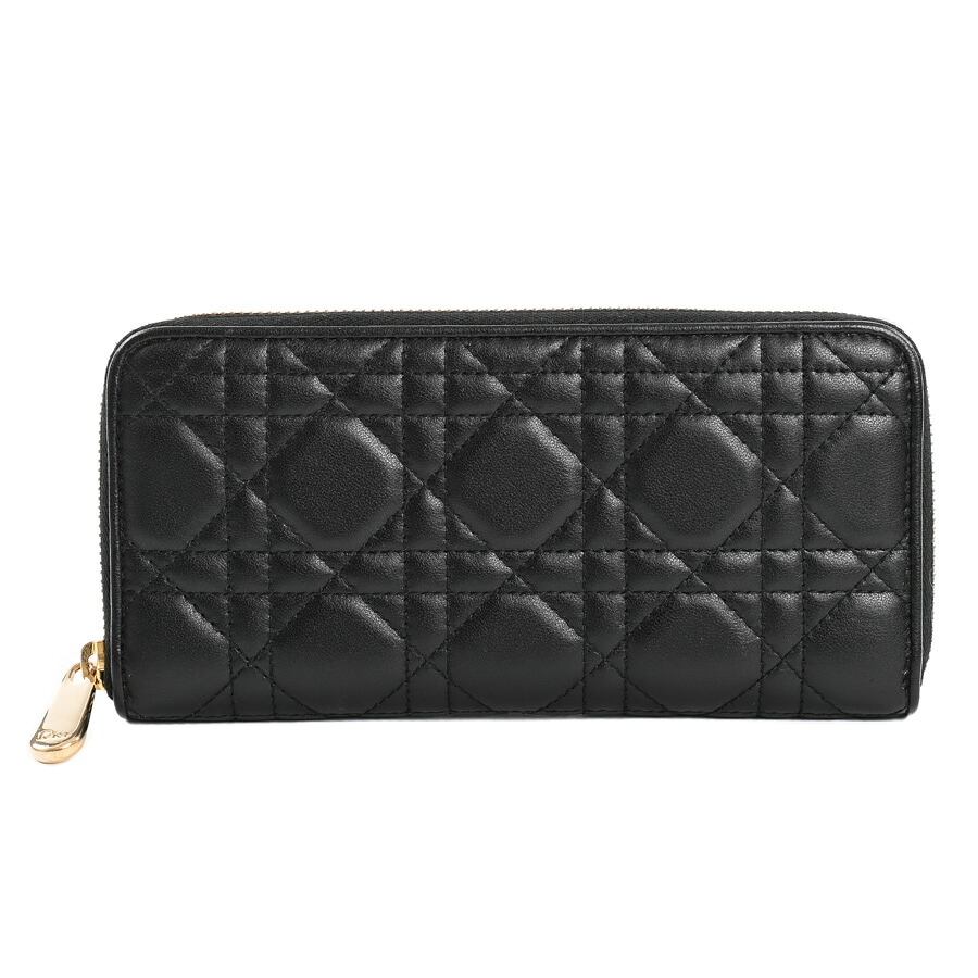 【中古】A品 クリスチャンディオール レディディオールヴォヤージュロングジップ 長紙入れ 黒いこと レディース