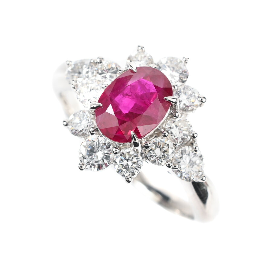 【中古】A品 ビルマ ルビー1.2ct ダイヤ0.78ct 13号 5.6g レディース