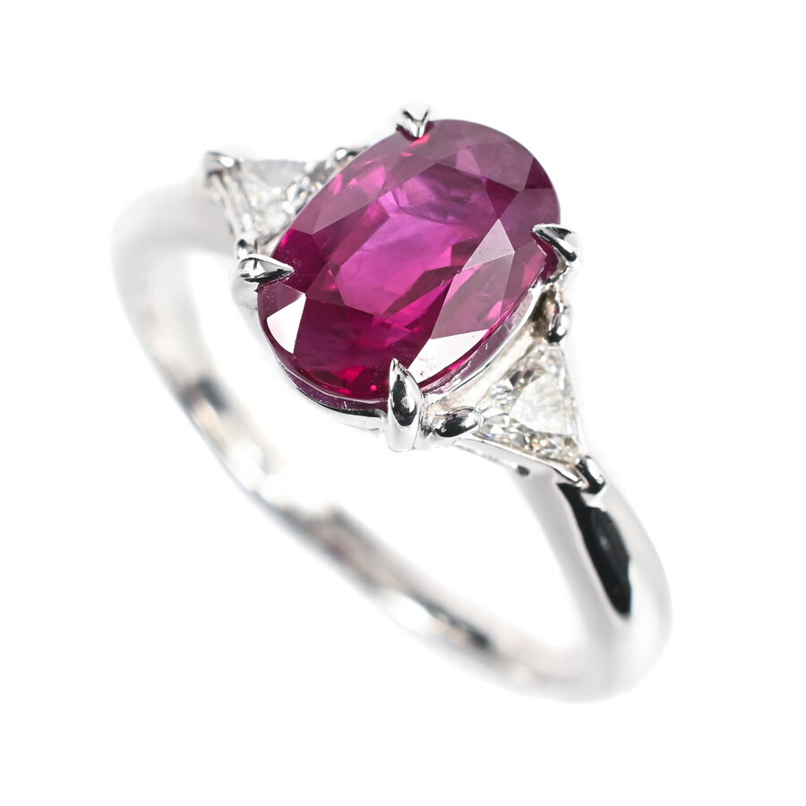 【中古】A品 ルビー リング ルビー2.014ct ダイヤ0.16ct 12号 5.2g レディース
