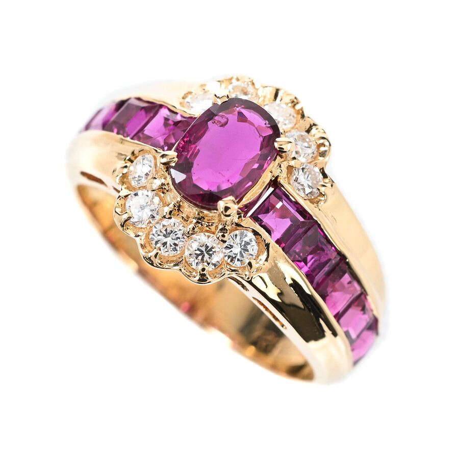 【中古】A品 ルビー リング ルビー0.55ct ルビー1.5ct ダイヤ0.24ct 11号 5.0g レディース