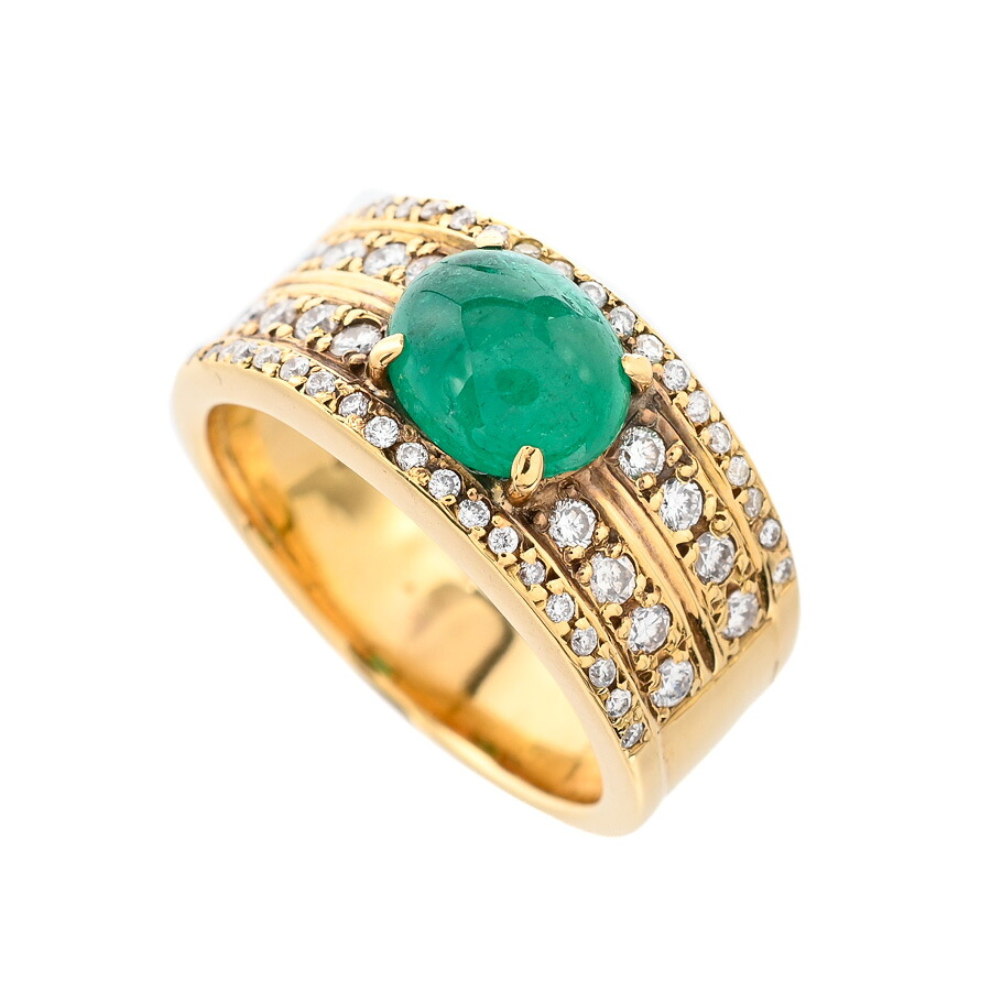 【中古】A品 エメラルド リング エメラルド1.77ct ダイヤ0.8ct 15.5号 12.0g レディース