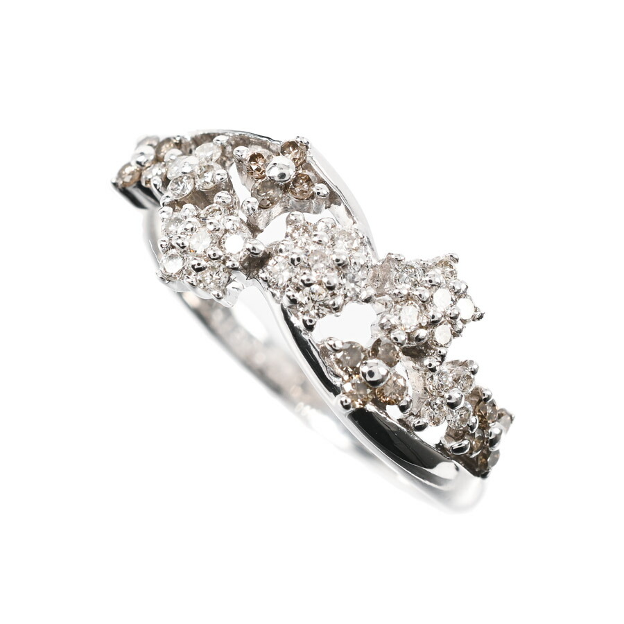 【中古】A品 ダイヤ リング ダイヤ0.23ct ブラウンダイヤ0.13ct 11号 3.7g レディース